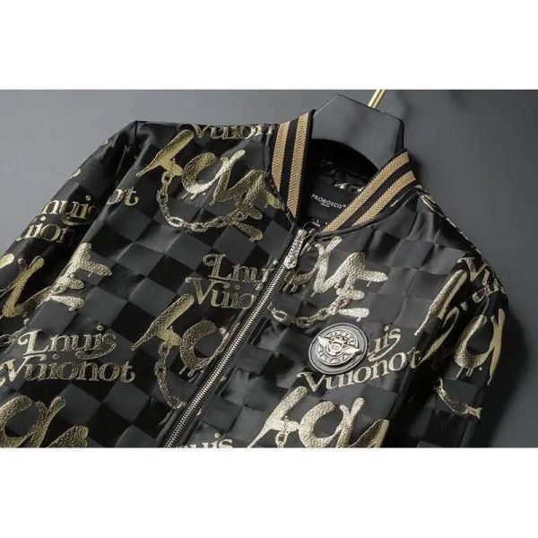 Bomber Jacket with Gold-Stamped Print - Image 4