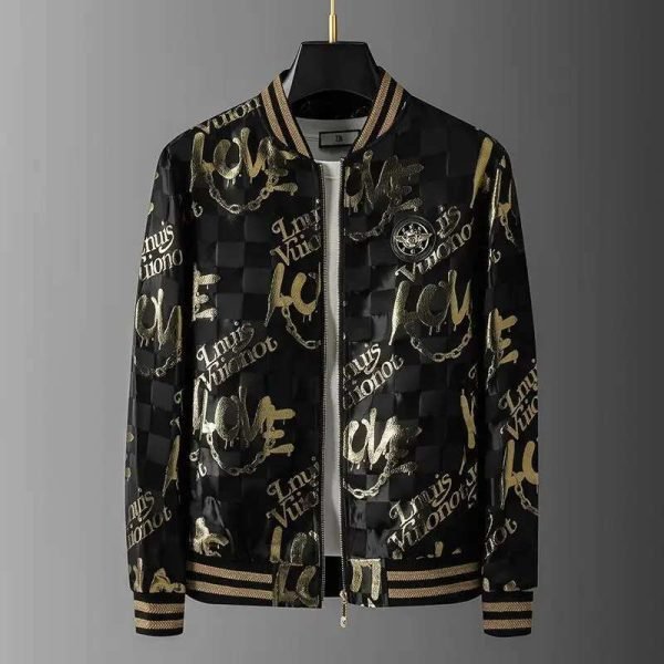 Bomber Jacket with Gold-Stamped Print - Image 2