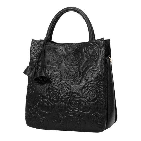 Atmospheric Flower Embossed Leather Bag