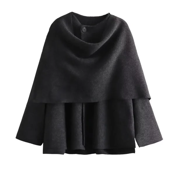 Elegant Woolen Trench Scarf Collar Coat