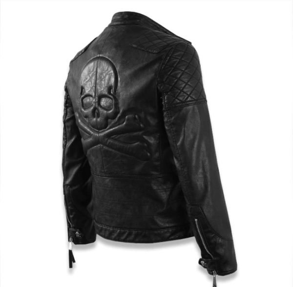 Men's Pirate Skull Faux Leather Jacket - Image 4