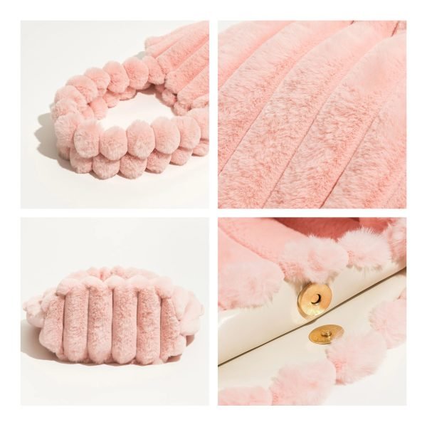 Plush Pink Faux Fur Shoulder Bag - Image 8