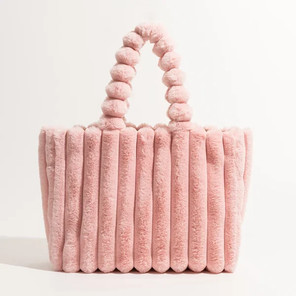 Plush Pink Faux Fur Shoulder Bag