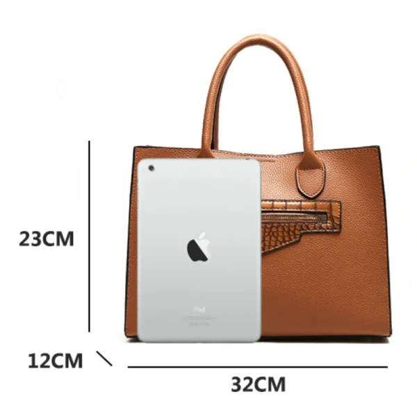 Chic Vintage Soft PU Leather Tote - Image 5