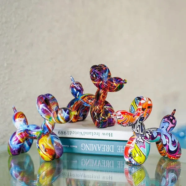 Vibrant Graffiti Balloon Dog Figurine - Image 2