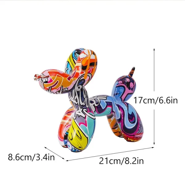 Vibrant Graffiti Balloon Dog Figurine - Image 6