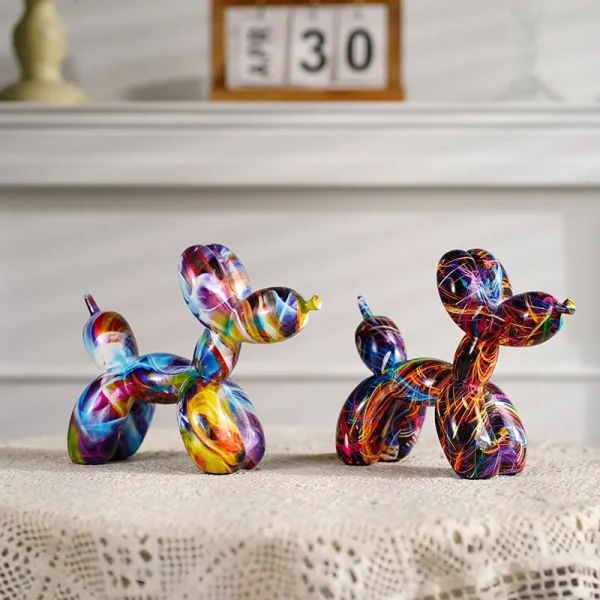 Vibrant Graffiti Balloon Dog Figurine - Image 3