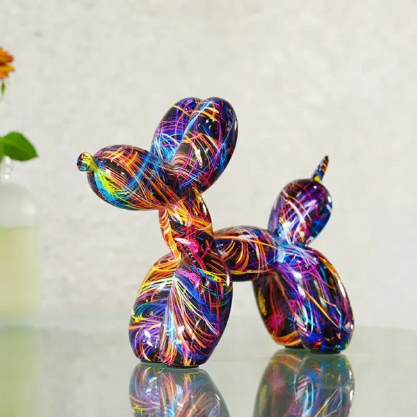 Vibrant Graffiti Balloon Dog Figurine