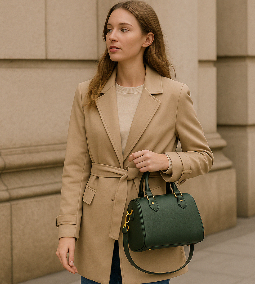Handmade Boston Leather Shoulder Bag – Preppy Style