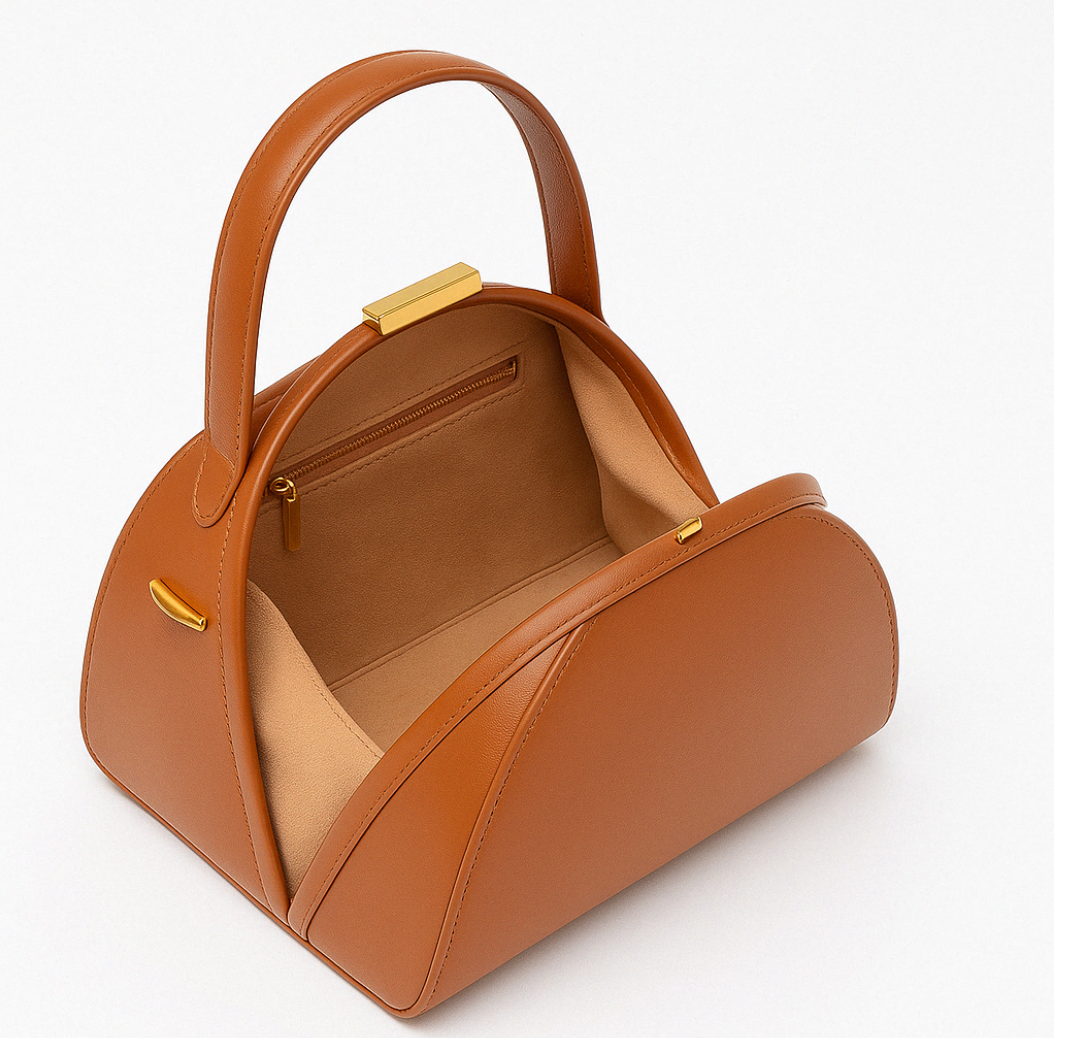 Interior View of Structured Leather Dome Handbag