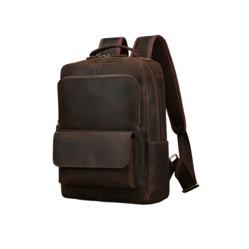 Crazy Horse Brown Leather Business Backpack